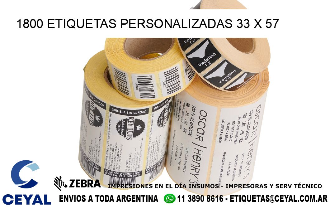 1800 ETIQUETAS PERSONALIZADAS 33 x 57