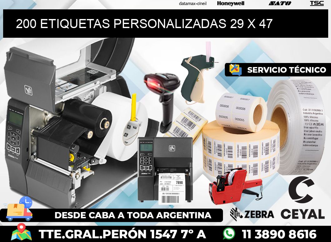 200 ETIQUETAS PERSONALIZADAS 29 x 47