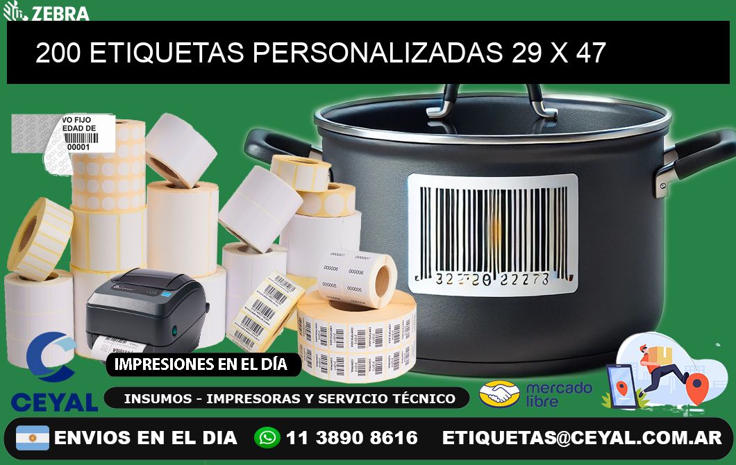 200 ETIQUETAS PERSONALIZADAS 29 x 47