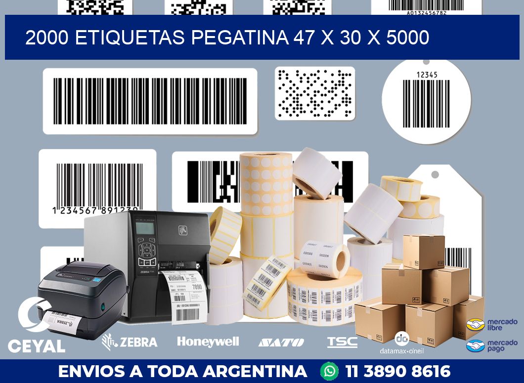 2000 ETIQUETAS PEGATINA 47 x 30 x 5000