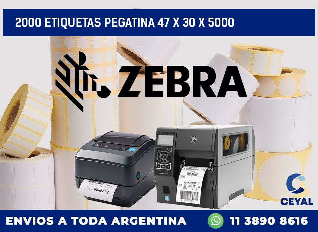 2000 ETIQUETAS PEGATINA 47 x 30 x 5000