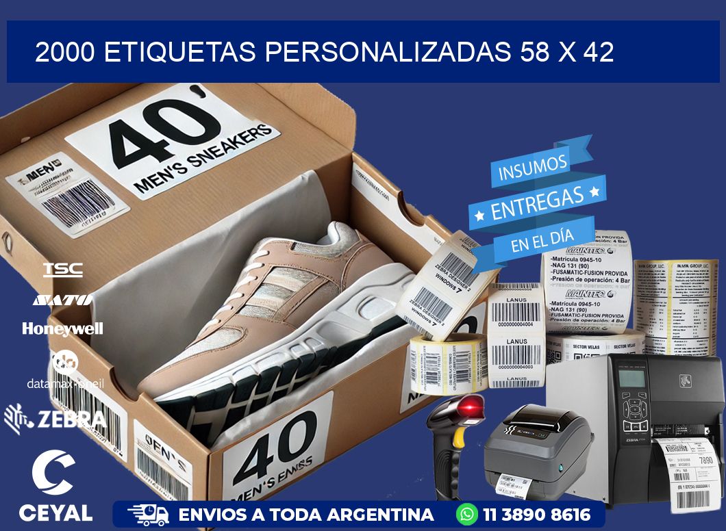 2000 ETIQUETAS PERSONALIZADAS 58 x 42