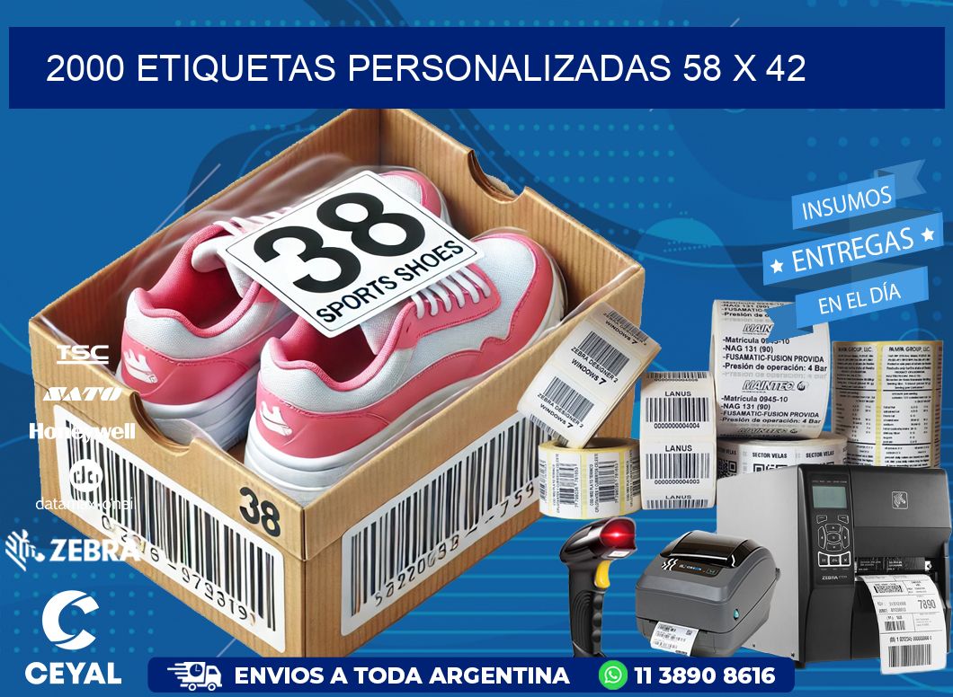 2000 ETIQUETAS PERSONALIZADAS 58 x 42