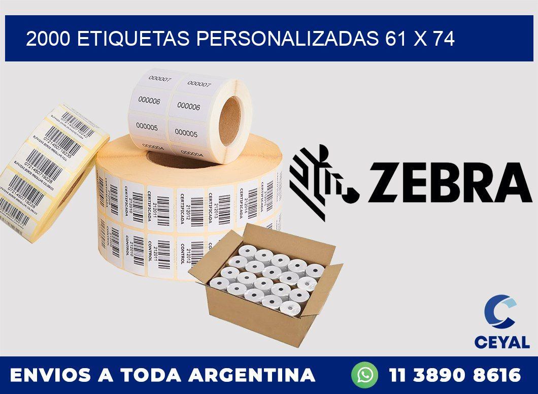 2000 ETIQUETAS PERSONALIZADAS 61 x 74