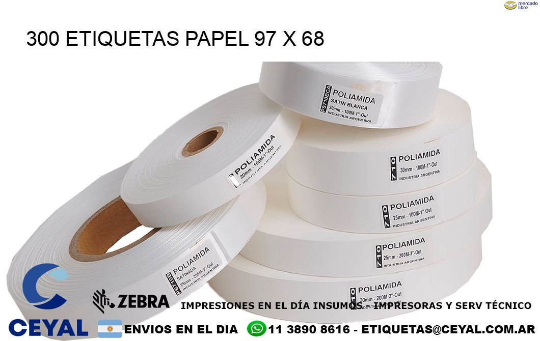 300 ETIQUETAS PAPEL 97 x 68