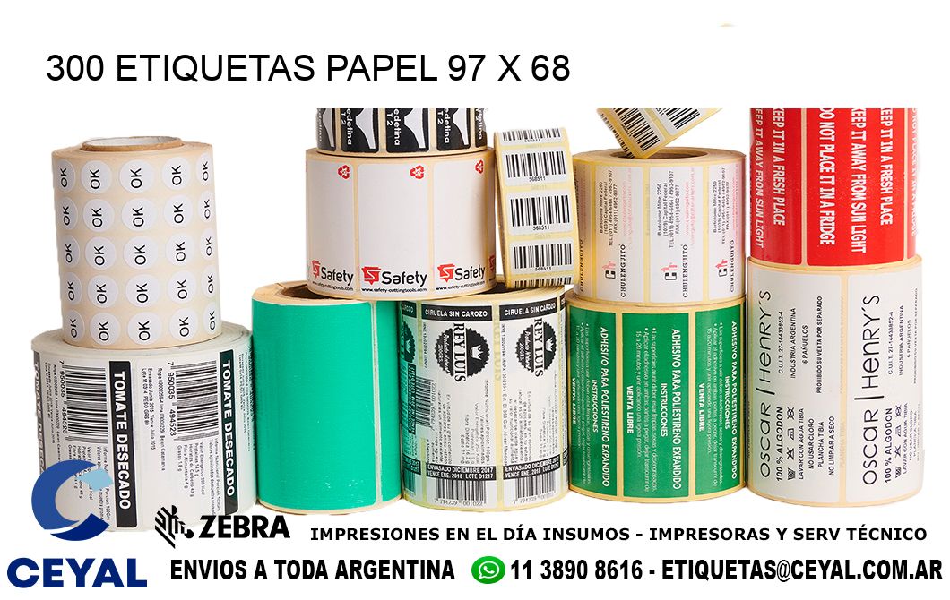 300 ETIQUETAS PAPEL 97 x 68