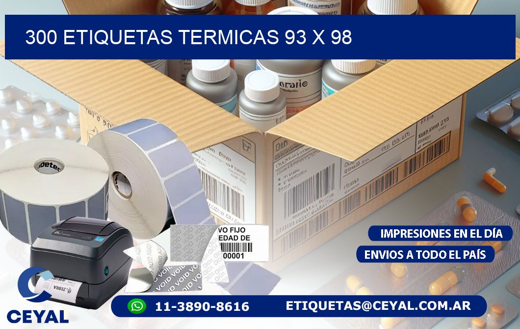 300 ETIQUETAS TERMICAS 93 x 98