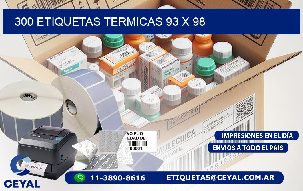 300 ETIQUETAS TERMICAS 93 x 98