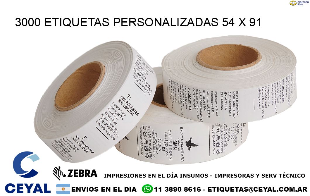 3000 ETIQUETAS PERSONALIZADAS 54 x 91