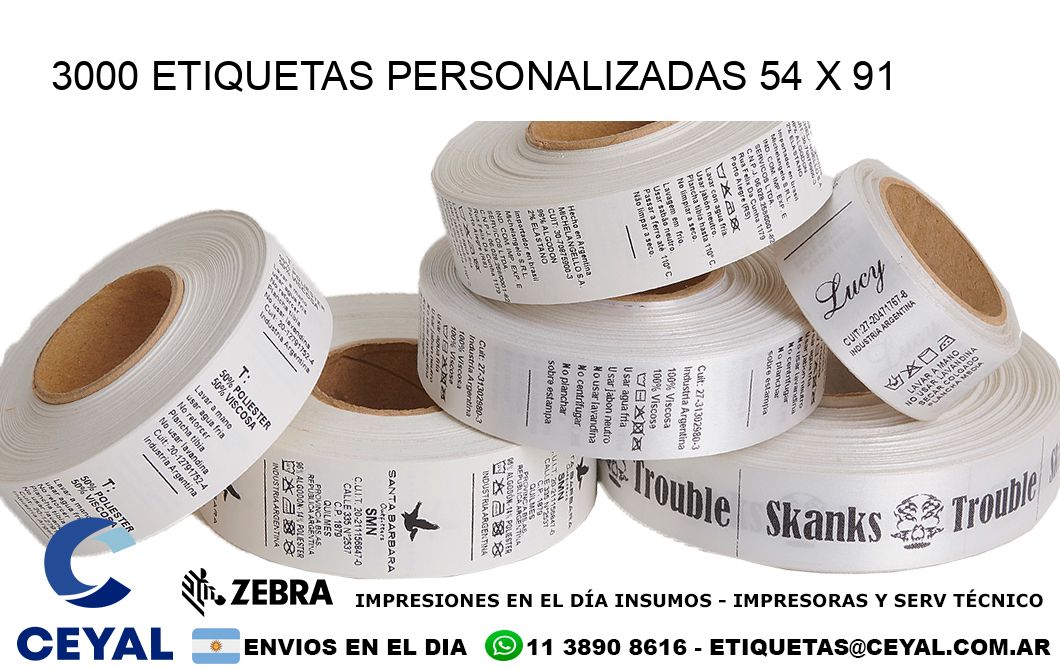 3000 ETIQUETAS PERSONALIZADAS 54 x 91