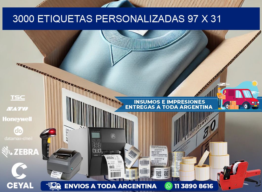 3000 ETIQUETAS PERSONALIZADAS 97 x 31