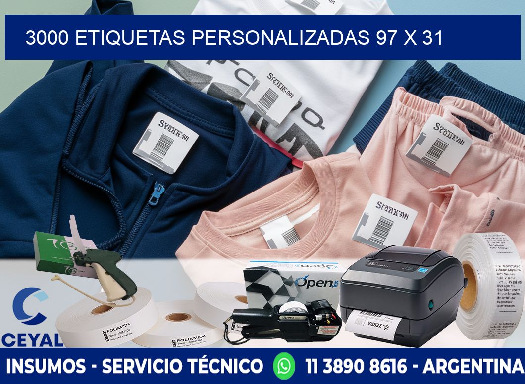 3000 ETIQUETAS PERSONALIZADAS 97 x 31