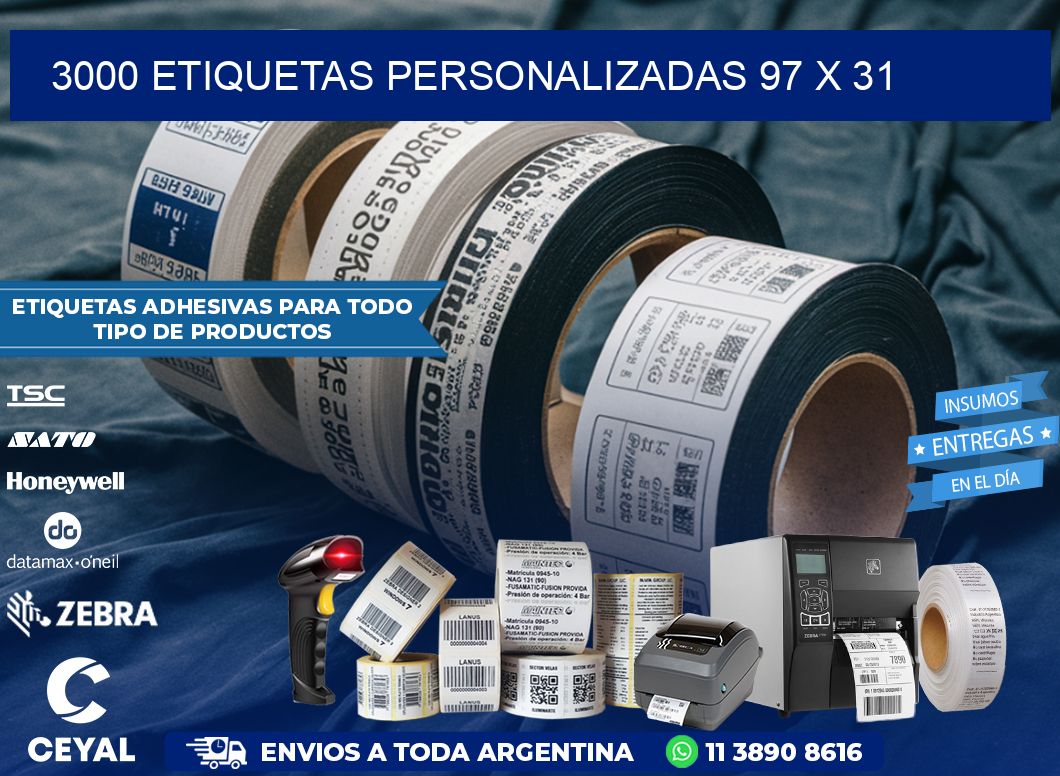 3000 ETIQUETAS PERSONALIZADAS 97 x 31