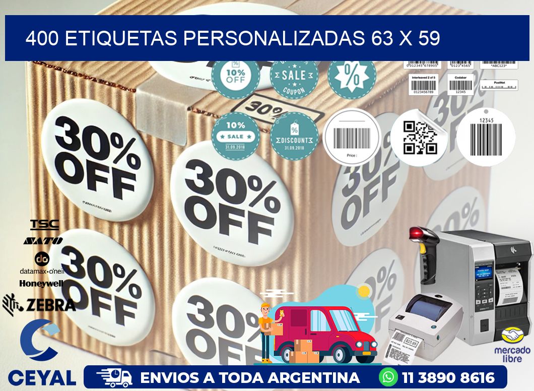 400 ETIQUETAS PERSONALIZADAS 63 x 59