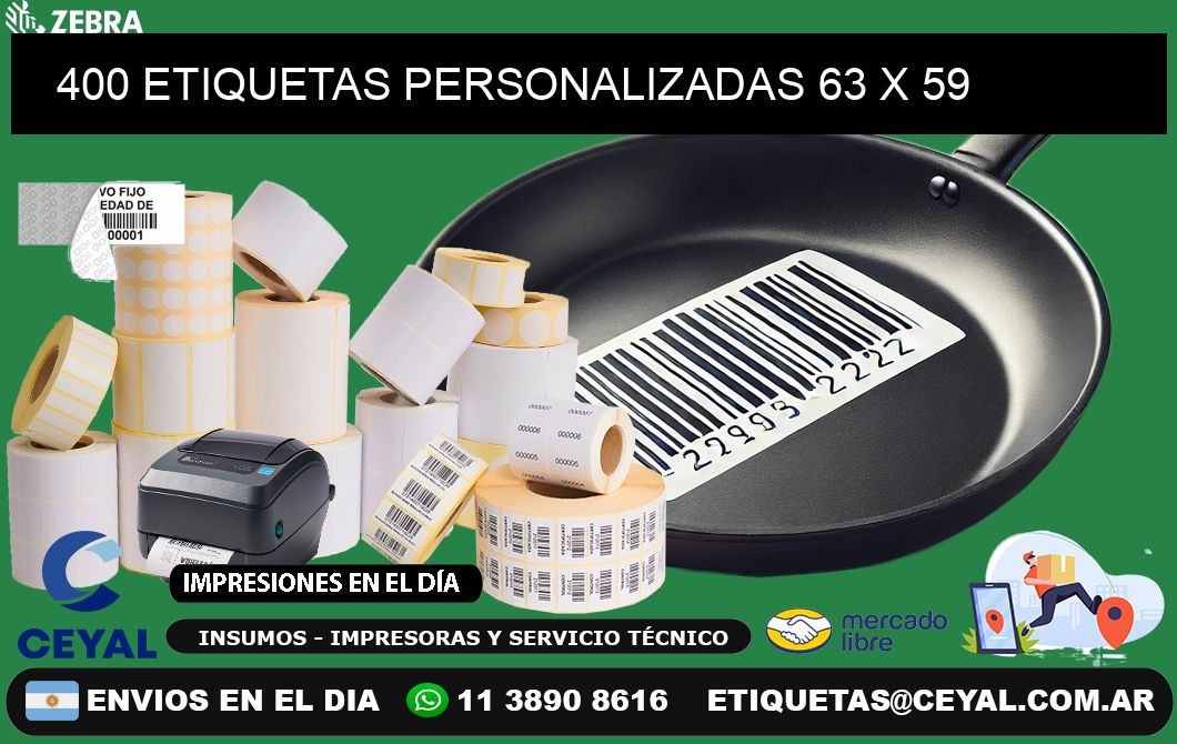 400 ETIQUETAS PERSONALIZADAS 63 x 59