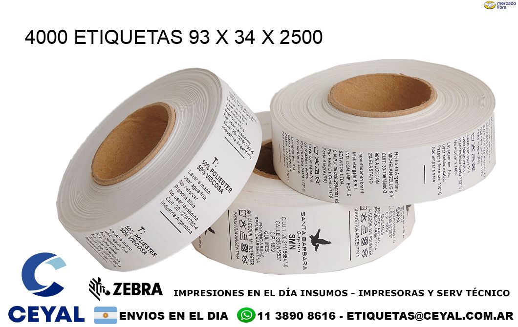 4000 ETIQUETAS 93 x 34 x 2500