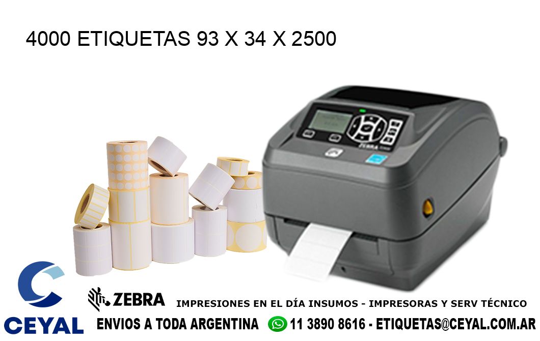 4000 ETIQUETAS 93 x 34 x 2500