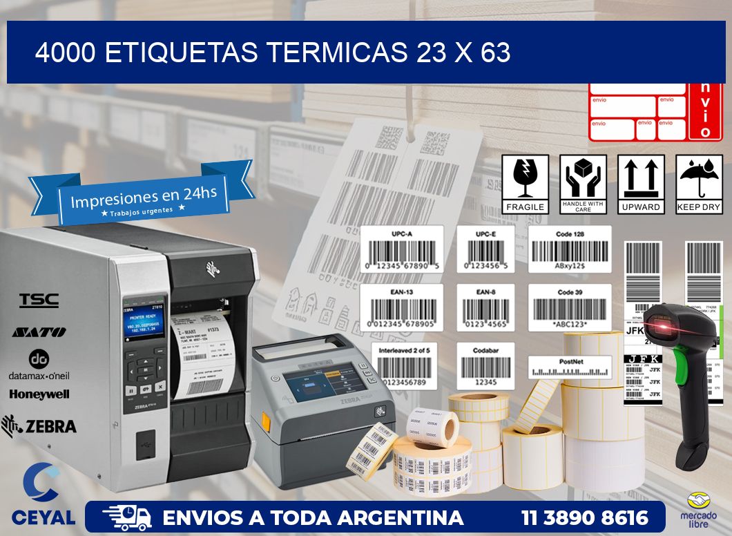 4000 ETIQUETAS TERMICAS 23 x 63