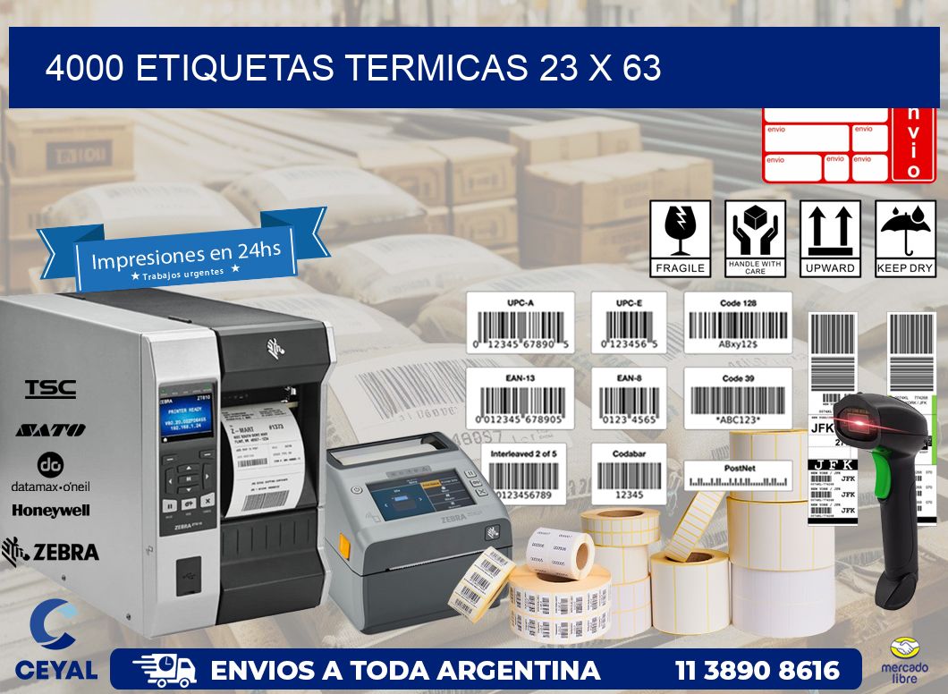 4000 ETIQUETAS TERMICAS 23 x 63
