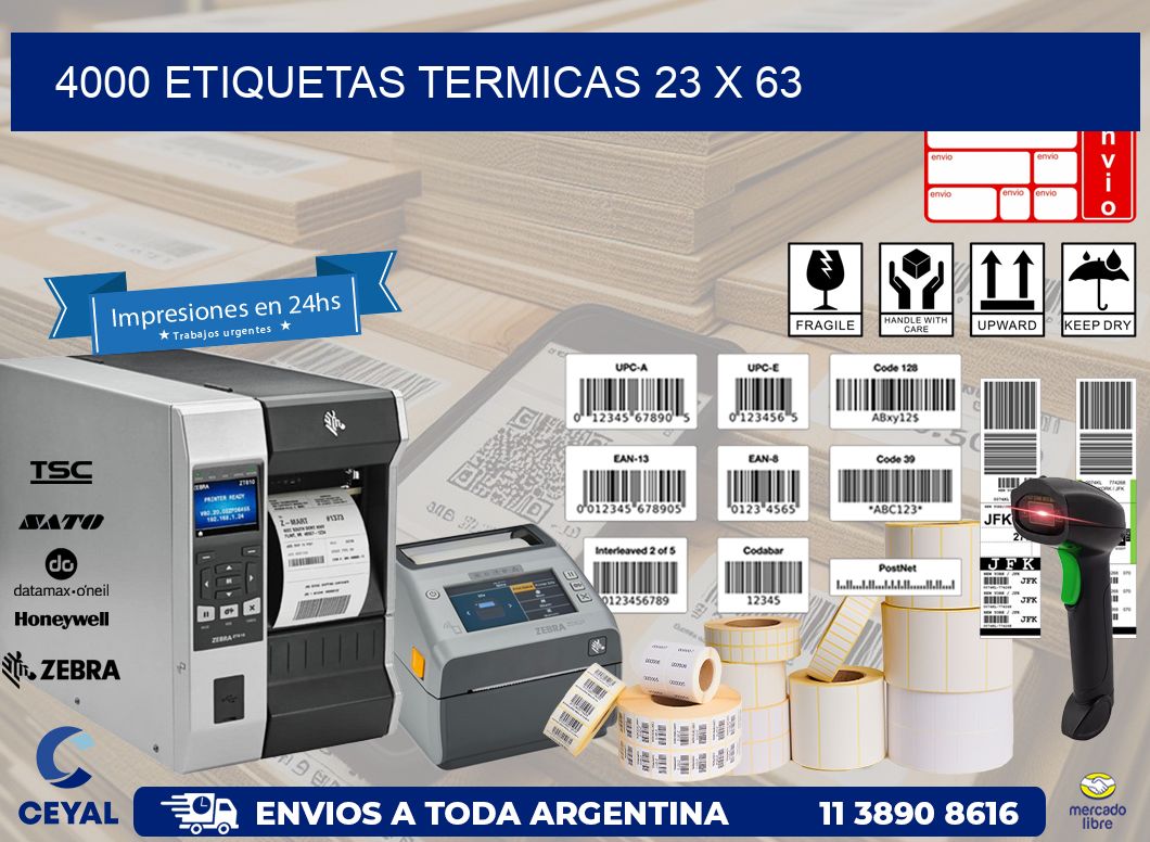 4000 ETIQUETAS TERMICAS 23 x 63