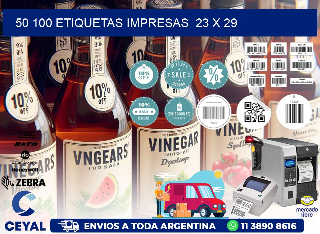 50 100 ETIQUETAS IMPRESAS  23 x 29
