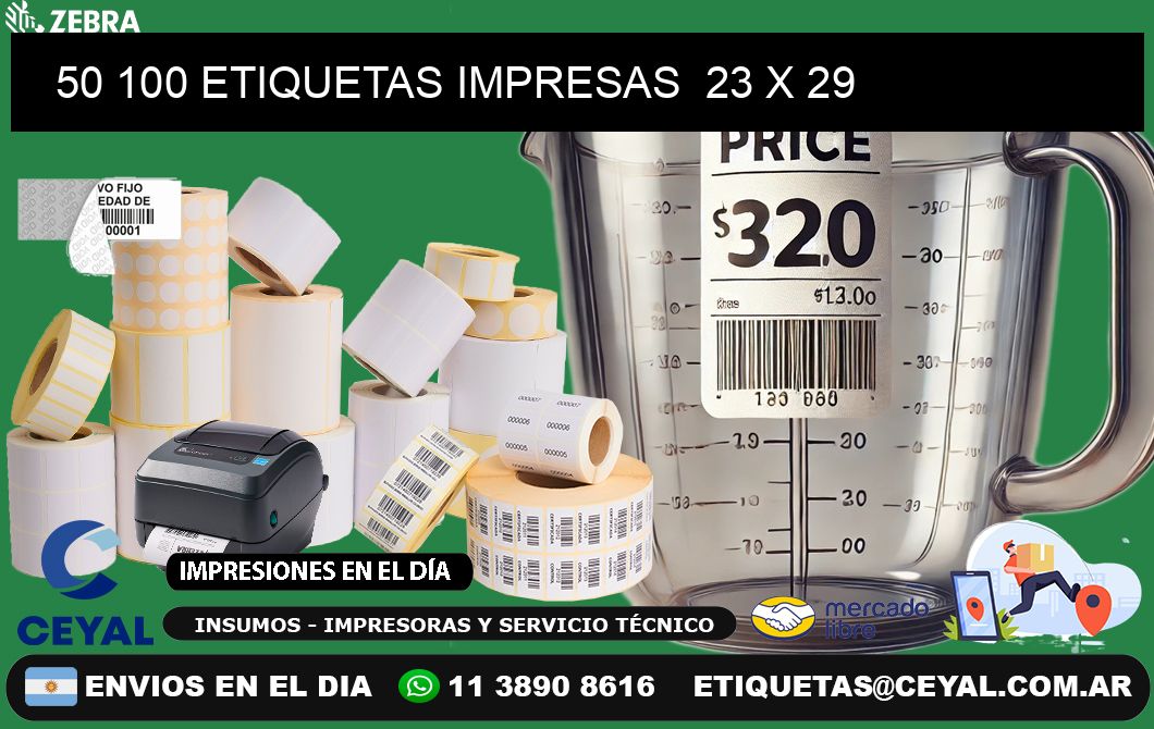 50 100 ETIQUETAS IMPRESAS  23 x 29