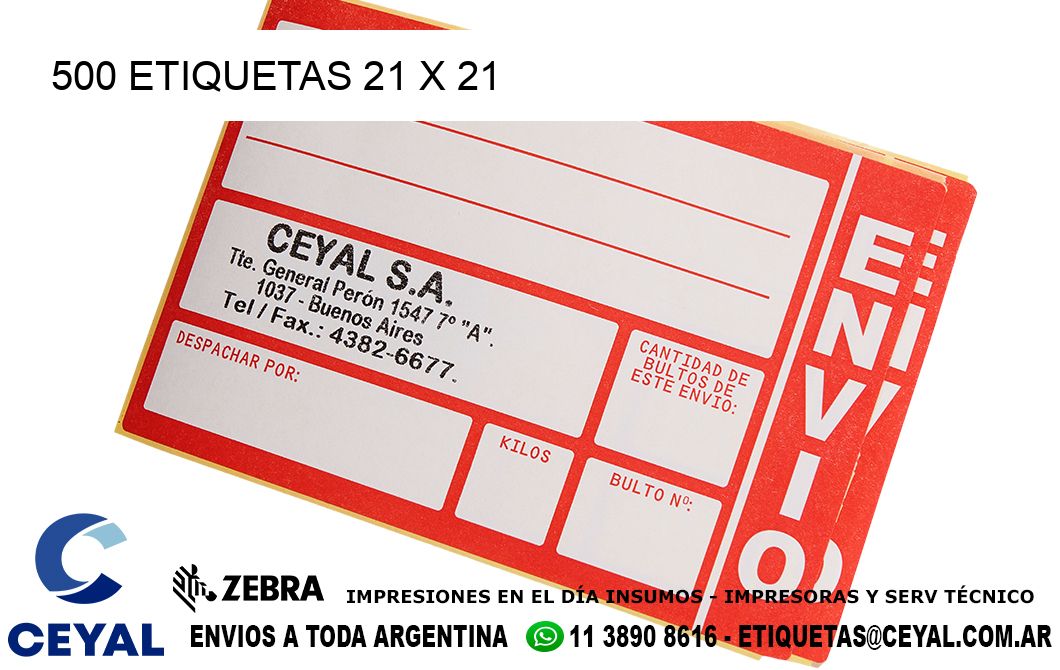 500 ETIQUETAS 21 x 21