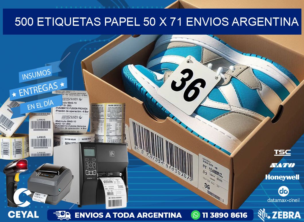500 ETIQUETAS PAPEL 50 x 71 ENVIOS ARGENTINA