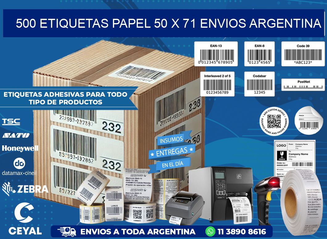 500 ETIQUETAS PAPEL 50 x 71 ENVIOS ARGENTINA