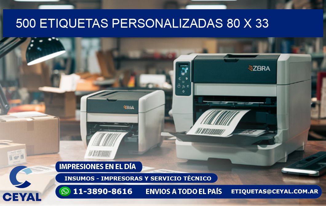 500 ETIQUETAS PERSONALIZADAS 80 x 33