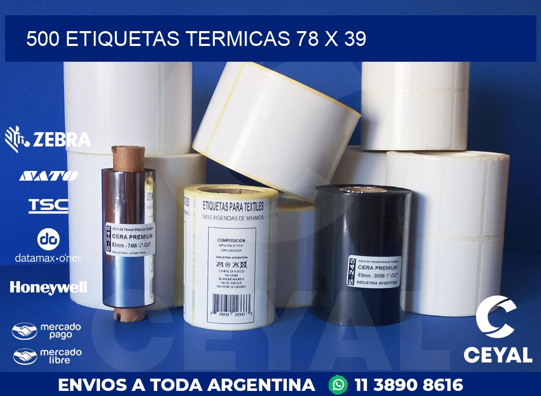 500 ETIQUETAS TERMICAS 78 x 39