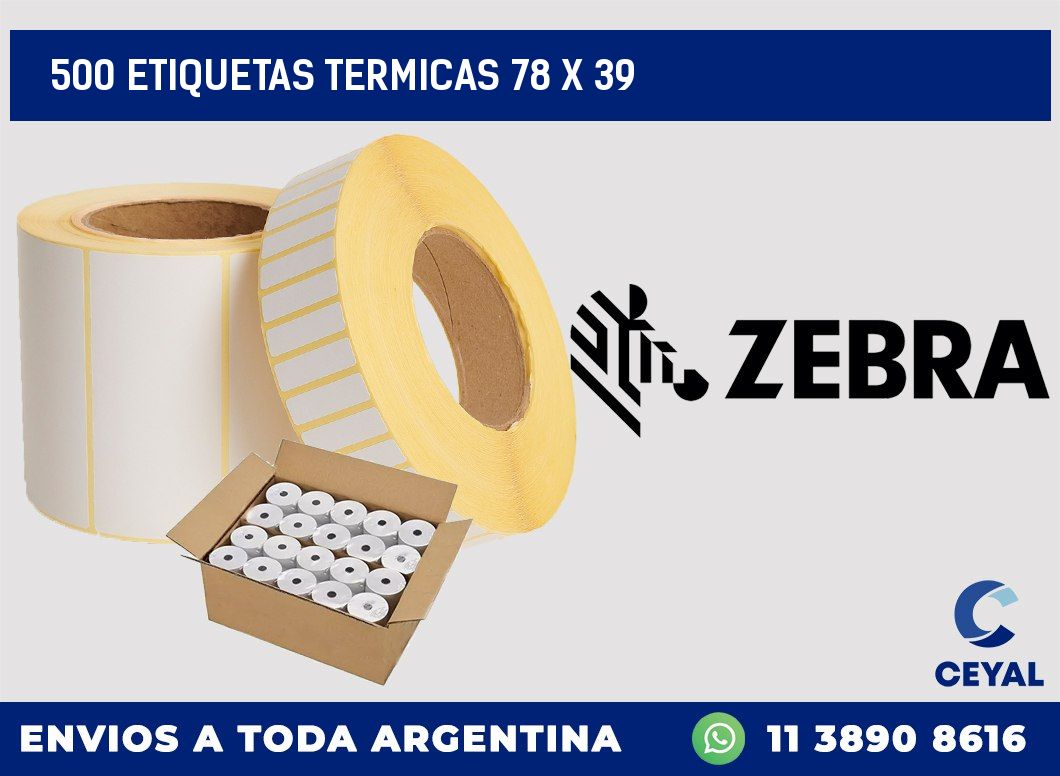 500 ETIQUETAS TERMICAS 78 x 39