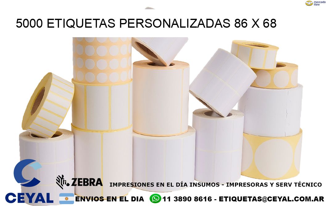 5000 ETIQUETAS PERSONALIZADAS 86 x 68