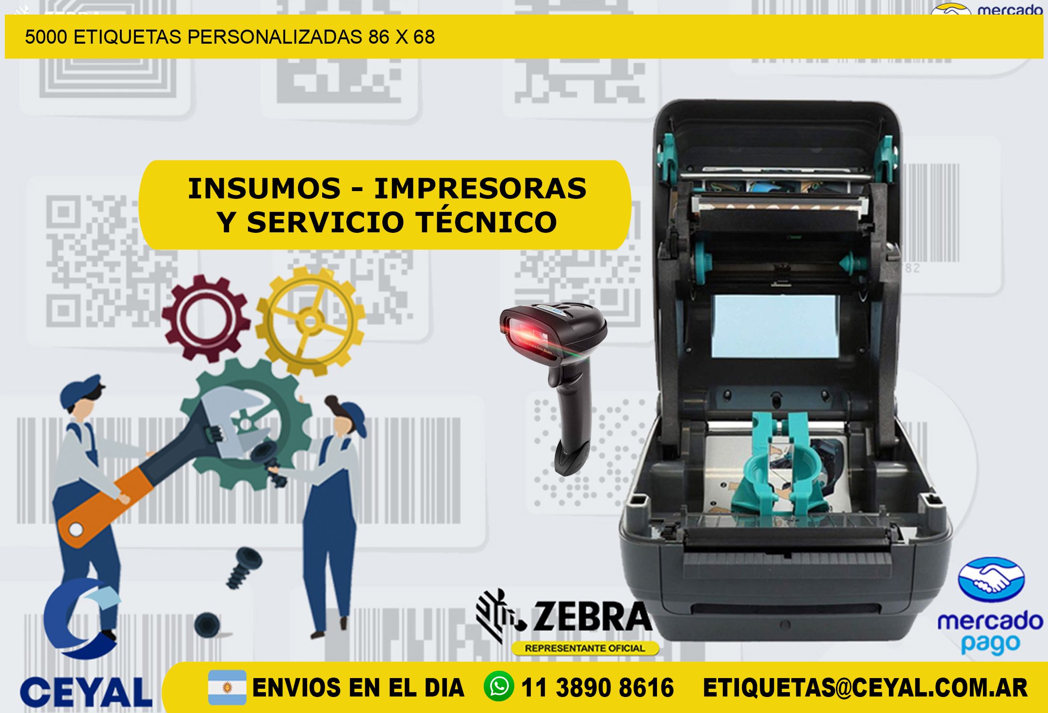 5000 ETIQUETAS PERSONALIZADAS 86 x 68