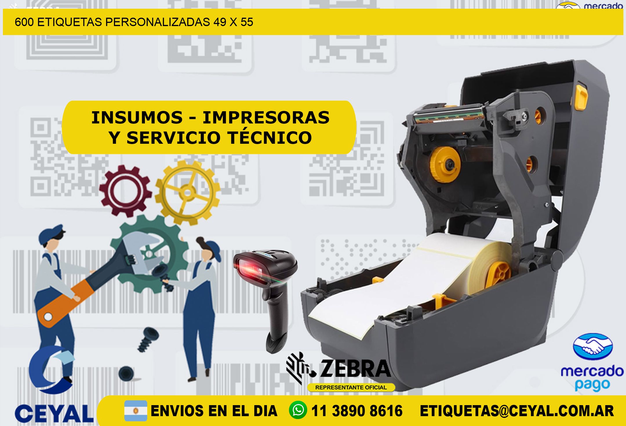 600 ETIQUETAS PERSONALIZADAS 49 x 55