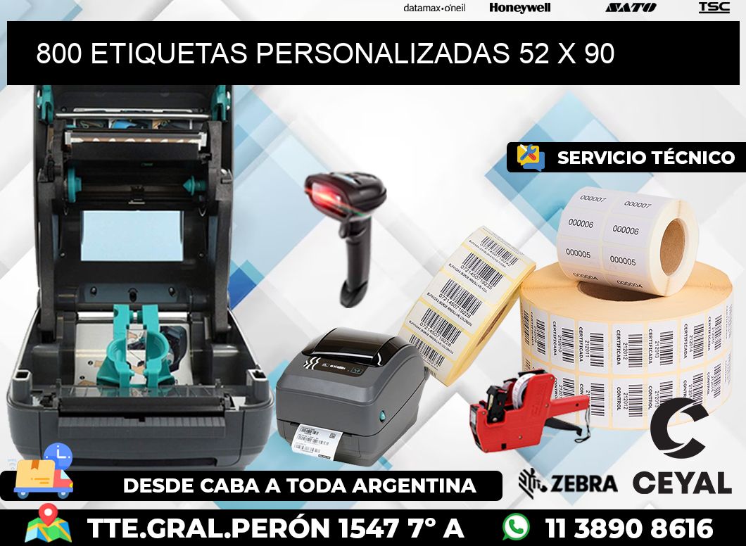 800 ETIQUETAS PERSONALIZADAS 52 x 90