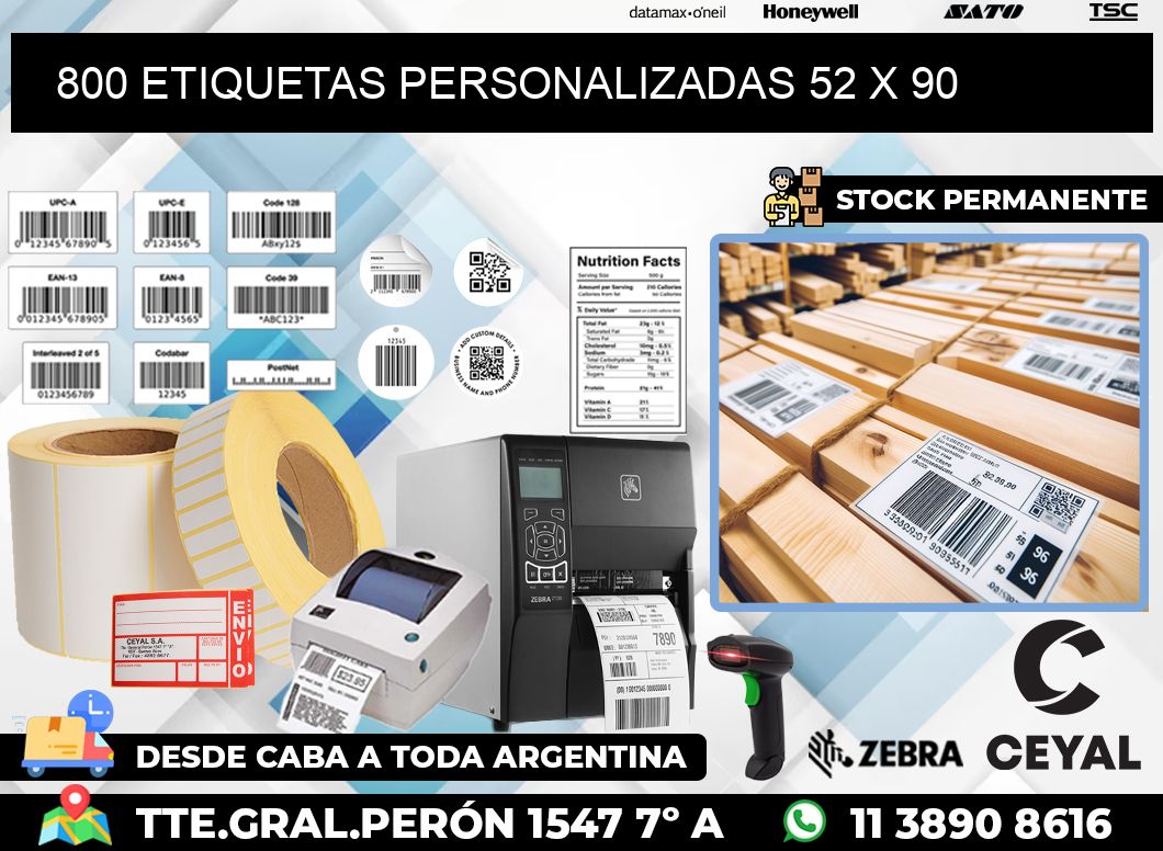 800 ETIQUETAS PERSONALIZADAS 52 x 90