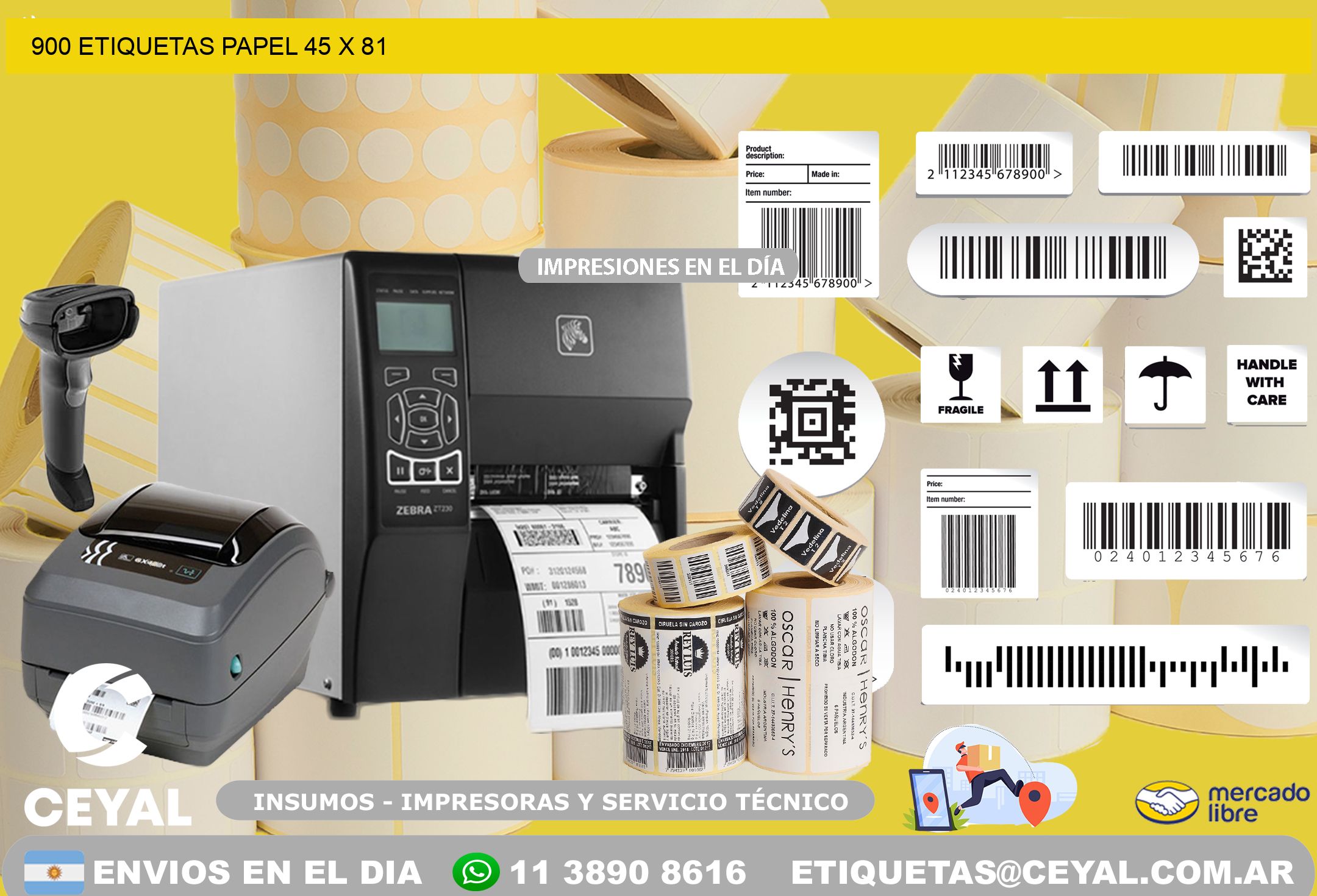 900 ETIQUETAS PAPEL 45 x 81