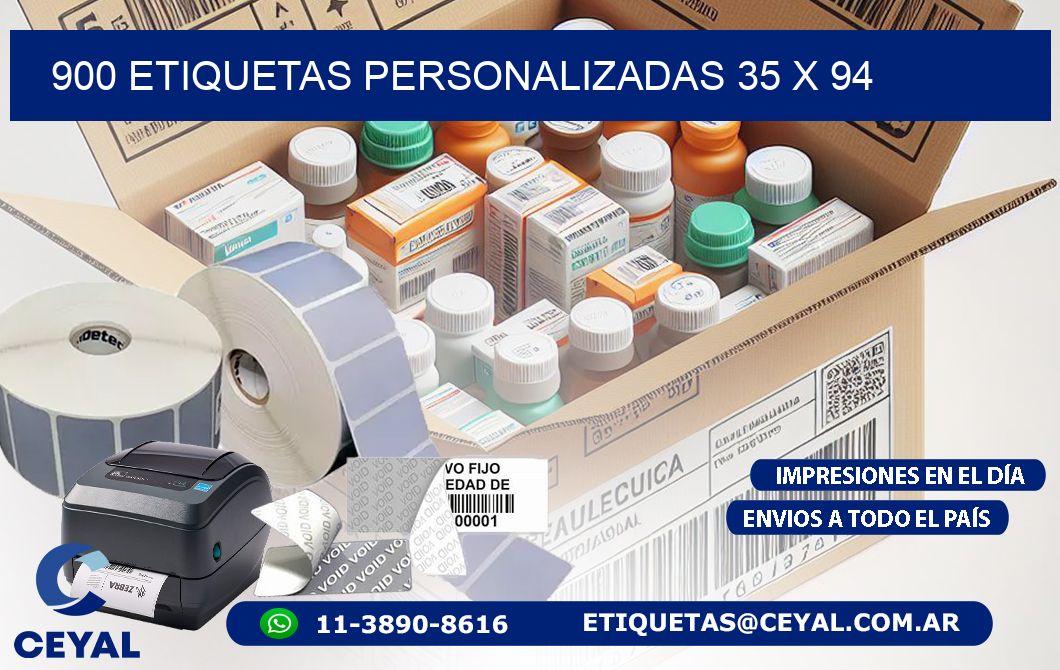 900 ETIQUETAS PERSONALIZADAS 35 x 94