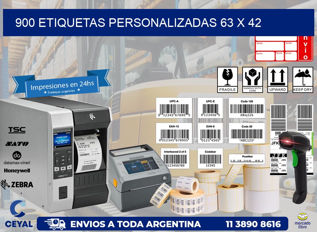 900 ETIQUETAS PERSONALIZADAS 63 x 42