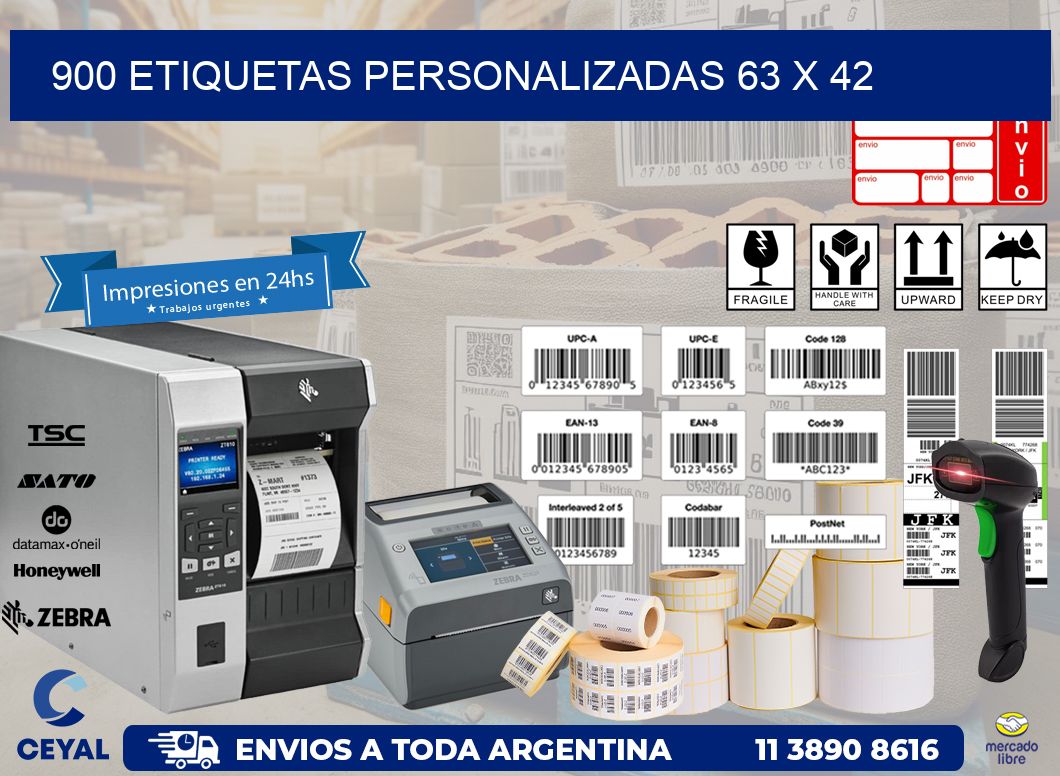 900 ETIQUETAS PERSONALIZADAS 63 x 42