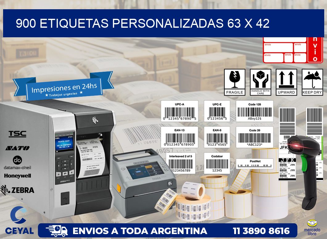 900 ETIQUETAS PERSONALIZADAS 63 x 42