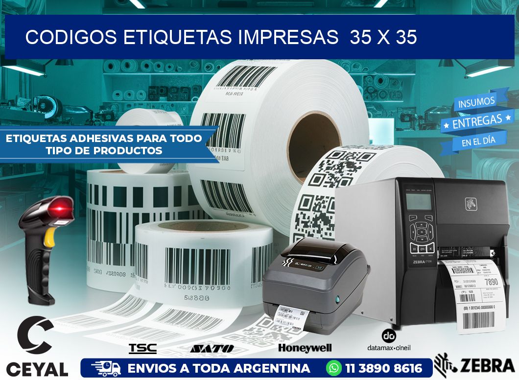 CODIGOS ETIQUETAS IMPRESAS  35 x 35