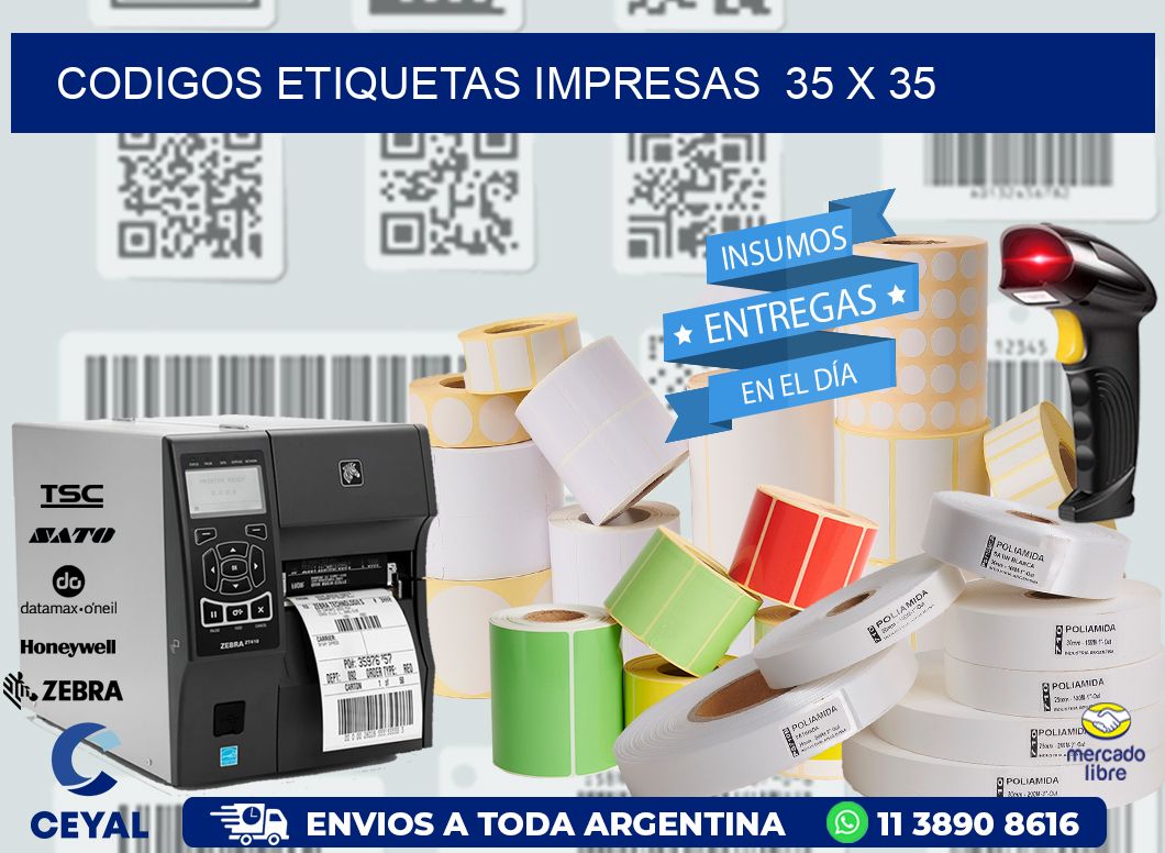 CODIGOS ETIQUETAS IMPRESAS  35 x 35