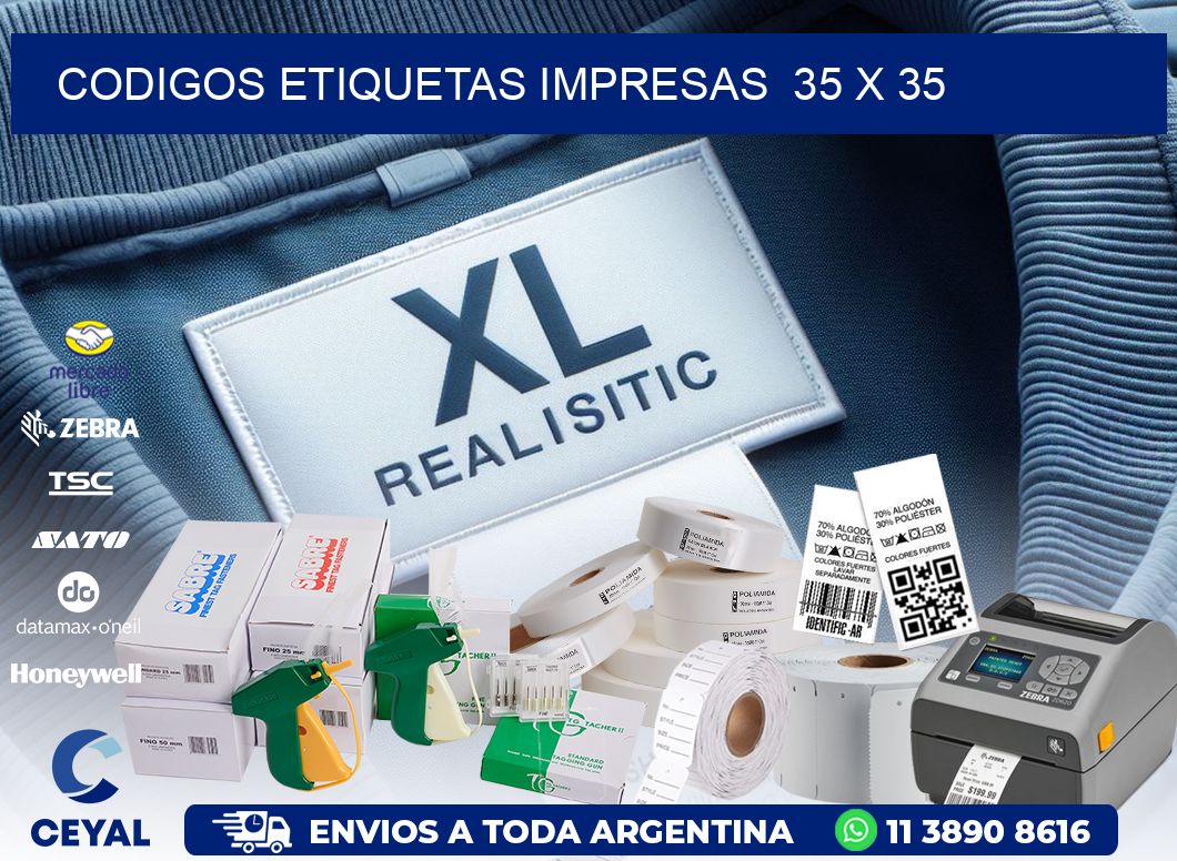 CODIGOS ETIQUETAS IMPRESAS  35 x 35