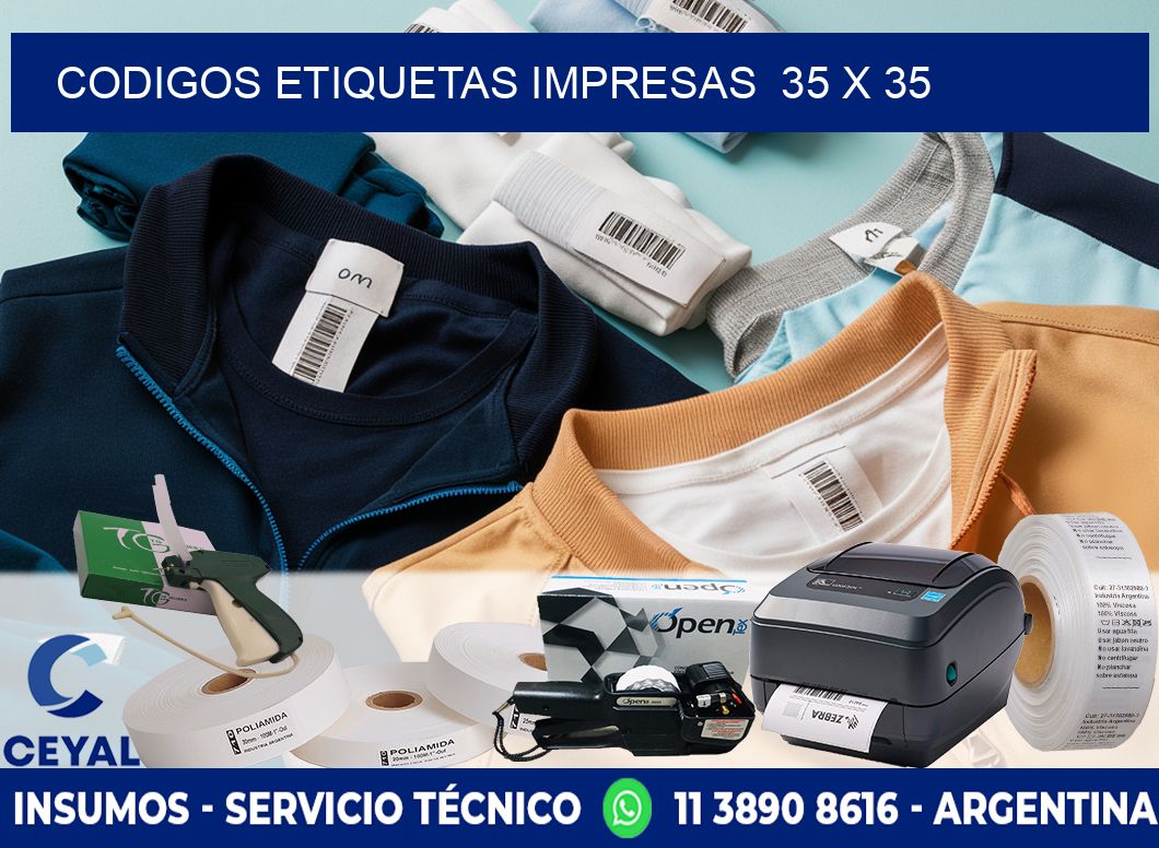 CODIGOS ETIQUETAS IMPRESAS  35 x 35