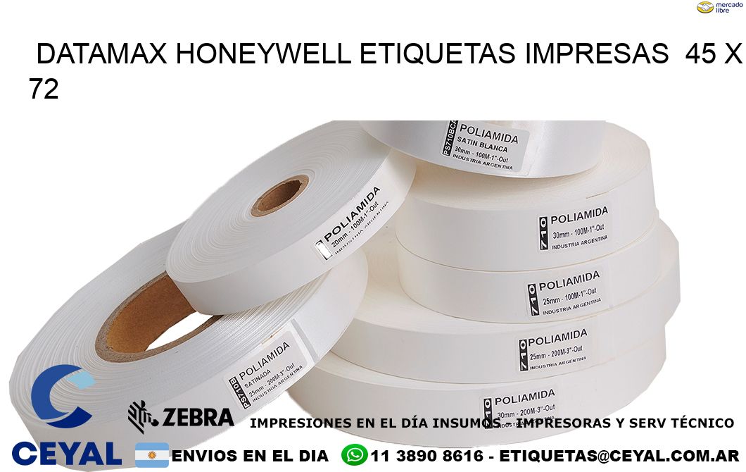 DATAMAX HONEYWELL ETIQUETAS IMPRESAS  45 x 72