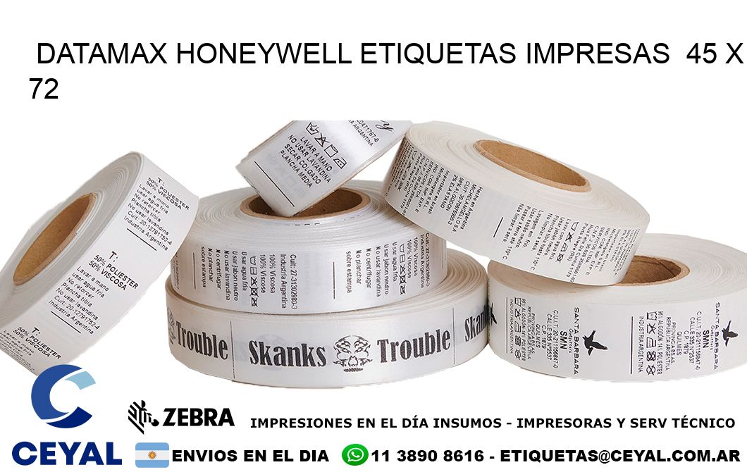 DATAMAX HONEYWELL ETIQUETAS IMPRESAS  45 x 72