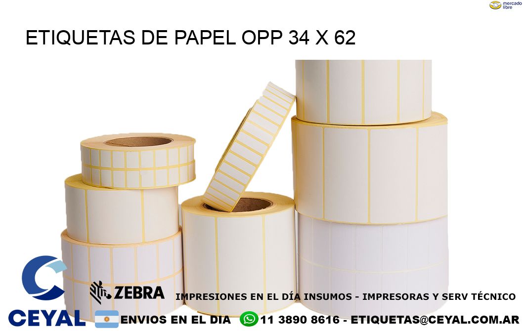 ETIQUETAS DE PAPEL OPP 34 x 62