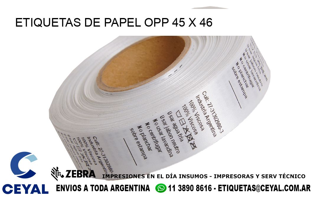 ETIQUETAS DE PAPEL OPP 45 x 46